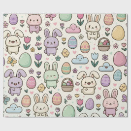 Papel De Presente Padrão Divertido do Coelho de Páscoa