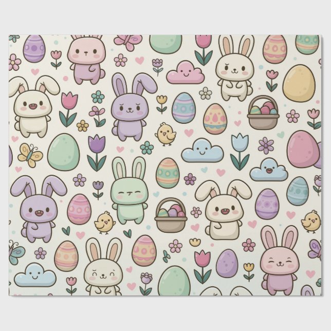 Papel De Presente Padrão Divertido do Coelho de Páscoa (Aberto)