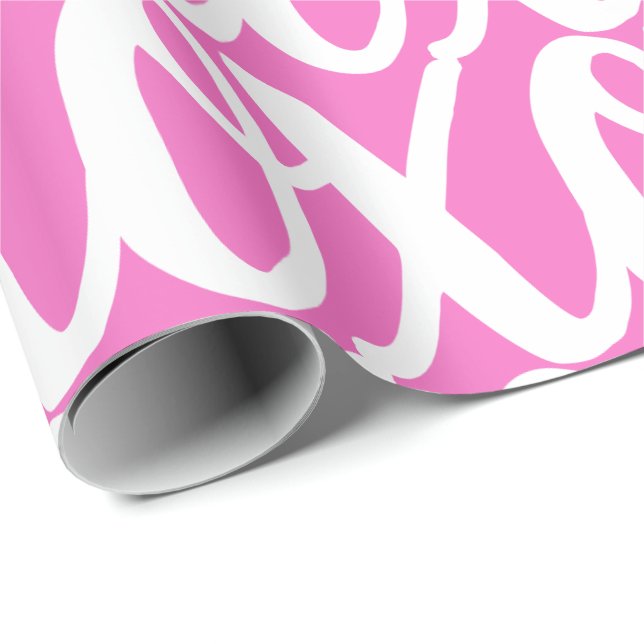 Papel De Presente Padrão Divertido Rosa e Branco Resfriante (Ponta do rolo)