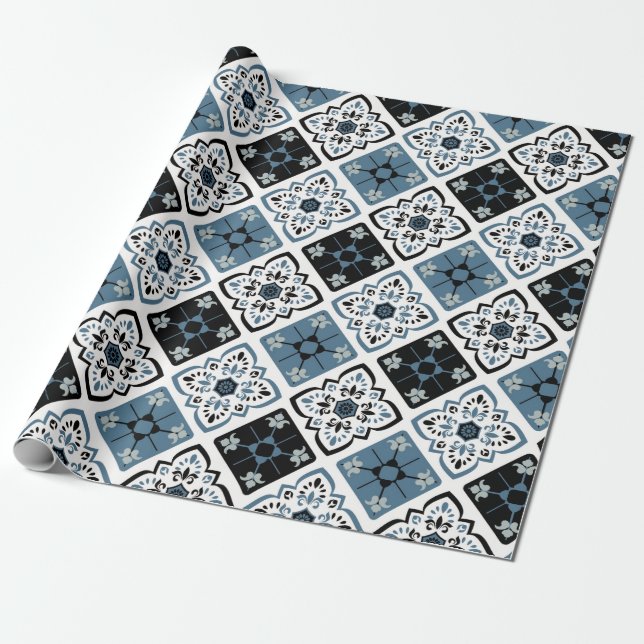 Papel De Presente Padrão do Azulejo Vintage (Desenrolado)