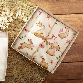 Papel De Presente Padrão do coelho rosa-Páscoa da Vintage