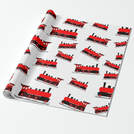 Papel De Presente Padrão do comboio a vapor vermelho