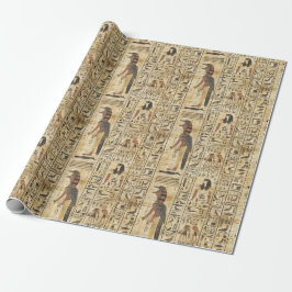 Papel De Presente Padrão do Deus do Pássaro em hieróglifos egípcios