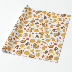 Papel De Presente Padrão do Dia de Ação de Graças