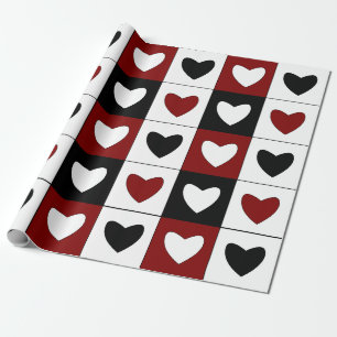 Papel De Presente Padrão do Dia dos Namorados Padrão Corações Felize