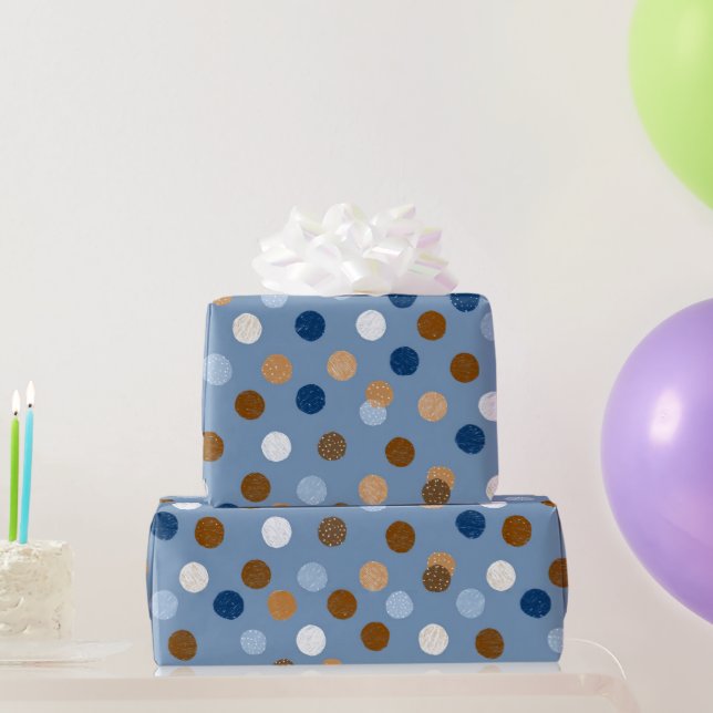 Papel De Presente Padrão do Dia dos Pais Azul e Marrom (Presentes para festas)