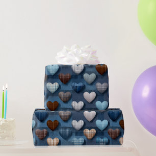 Papel De Presente Padrão do Dia dos Pais Azul e Marrom