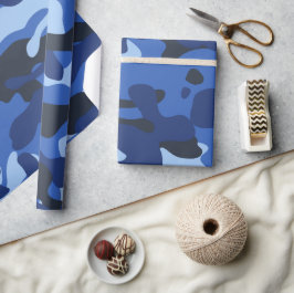 Papel De Presente Padrão do Exército Azul Camo de Camuflagem