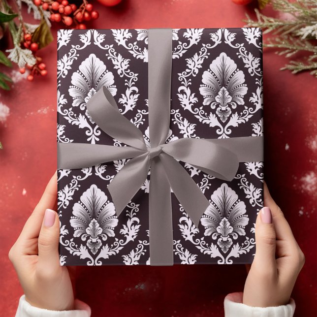 Papel De Presente Padrão do Flor Shepático Damasco Sensível (Criador carregado)