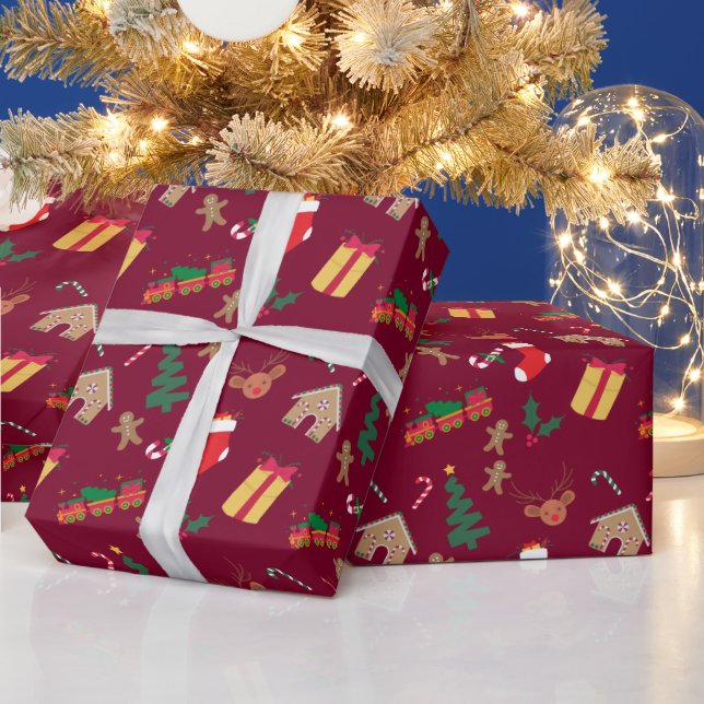 Papel De Presente Padrão do Natal Vermelho e Bonito (Feriados)