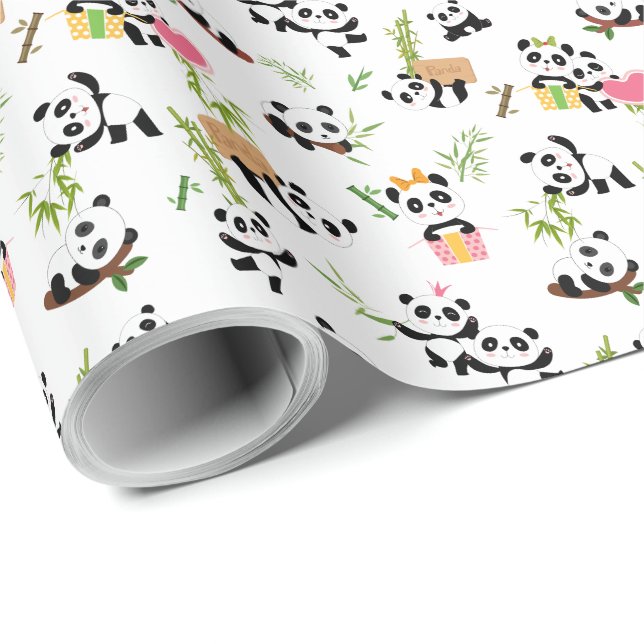 Papel De Presente Padrão do Panda (Ponta do rolo)