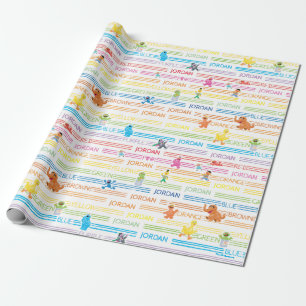 Papel De Presente Padrão do Rainbow Color Sesame Pals