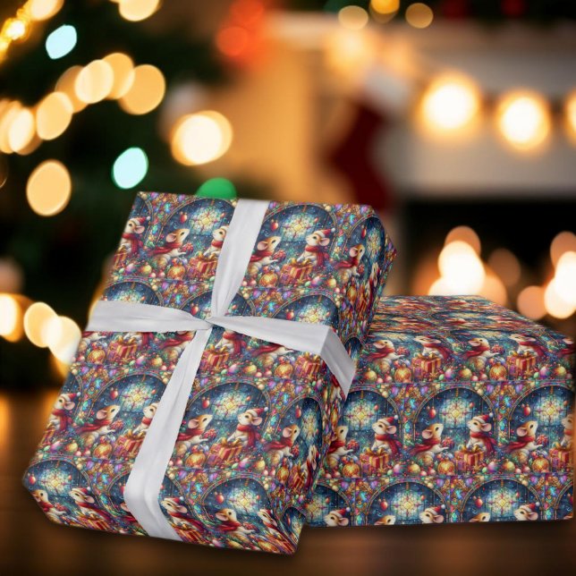 Papel De Presente Padrão do rato de Natal de Vidro Chateado (Criador carregado)