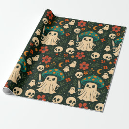 Papel De Presente Padrão do Shroom-Skull e Flores da Killer