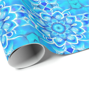 Papel De Presente Padrão do Sky Blue e Cobalt Batik Mandala