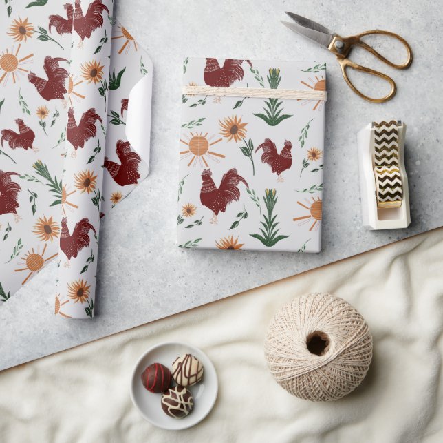 Papel De Presente Padrão do Sunshine Folk Art (Artesanato)