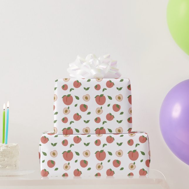 Papel De Presente Padrão Doce Verão Pêssego (Presentes para festas)