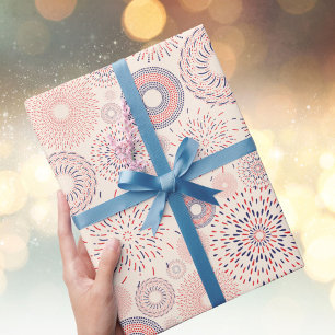 Papel De Presente Padrão dos Firecrackers do Dia da Independência do