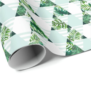 Papel De Presente Padrão dos triângulos tropicais verdes modernos