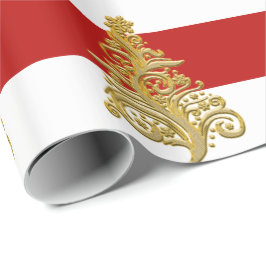 Papel De Presente Padrão Dourado de árvore de Natal elegante