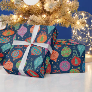 Papel De Presente Padrão Dourado de decoração de árvores de Nata