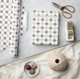 Papel De Presente Padrão Dourado de flocos de neve festivos de Natal