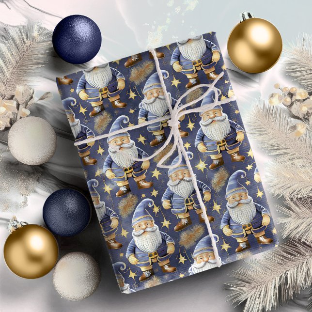 Papel De Presente Padrão Dourado de Natal Azul nº 11 ID1009 (Criador carregado)