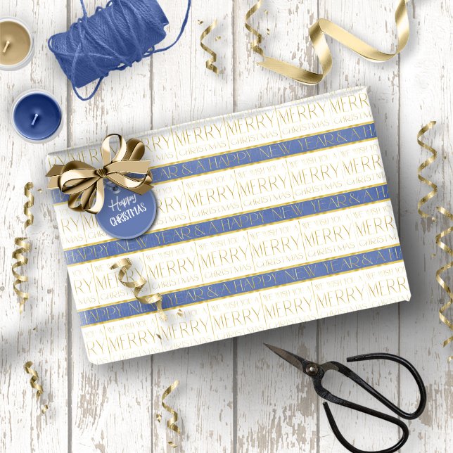 Papel De Presente Padrão Dourado de Natal Azul nº 35 ID1009 (Criador carregado)