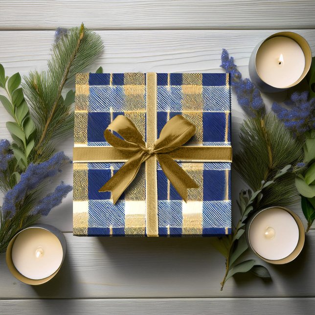 Papel De Presente Padrão Dourado de Natal Azul nº 7 ID1009 (Criador carregado)
