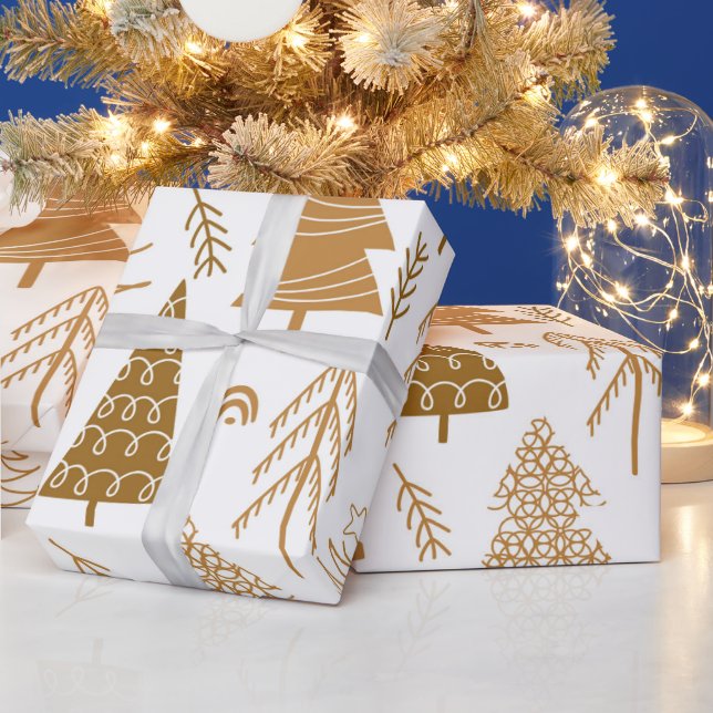 Papel De Presente Padrão Dourado de Natal de Férias (Feriados)