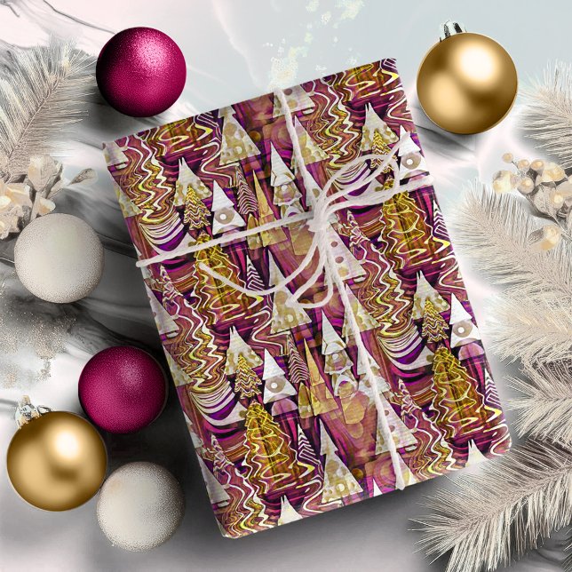 Papel De Presente Padrão Dourado de Natal magenta nº 25 ID1009 (Criador carregado)