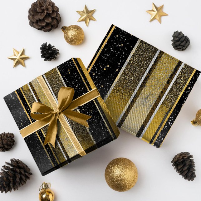 Papel De Presente Padrão Dourado de Natal preto nº 27 ID1009 (Criador carregado)