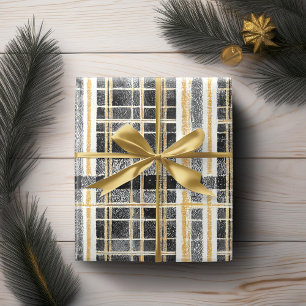 Papel De Presente Padrão Dourado de Natal preto nº 2 ID1009
