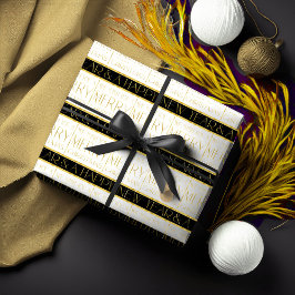 Papel De Presente Padrão Dourado de Natal preto nº 35 ID1009