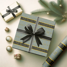 Papel De Presente Padrão Dourado de Natal Verde#35b ID1009