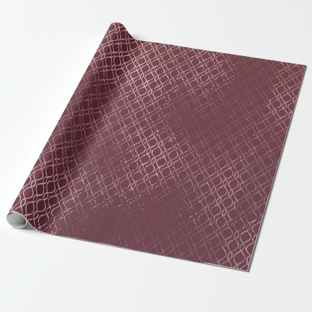 Papel De Presente Padrão Dourado de trava de entrelaçamento de rosa  (Desenrolado)