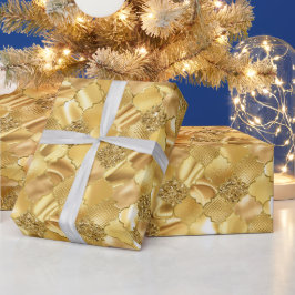 Papel De Presente Padrão Dourado do Quatrefoil marroquino