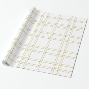 Papel De Presente Padrão Dourado e branco mínimo de limpeza de Xadre