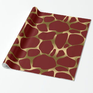 Papel De Presente Padrão Dourado E Vermelho-Abstrato do-Leopardo
