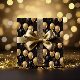 Papel De Presente Padrão Elegante Black Glitter Balloons A025