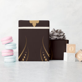 Papel De Presente Padrão elegante com motivos florais dourados