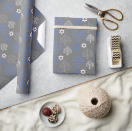 Papel De Presente Padrão Elegante de Feriado de Hanukkah
