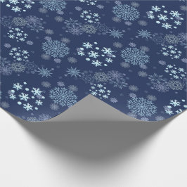 Papel De Presente Padrão Elegante de Floco de Neve no Natal Azul