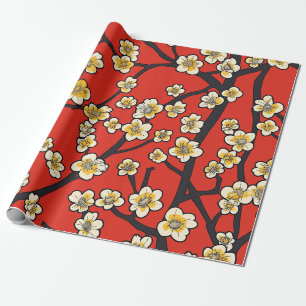 Papel De Presente Padrão Elegante De Flor De Cereja Sem Costura (9)