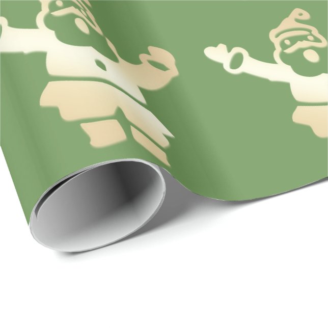 Papel De Presente Padrão Elegante de Natal do Papai Noel Dourado e V (Ponta do rolo)