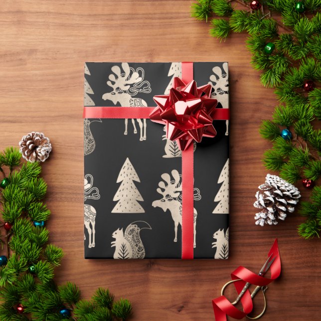 Papel De Presente Padrão elegante de ouro-rosa de-luz (Presente de Natal)