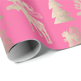Papel De Presente Padrão elegante de ouro-rosa de-luz