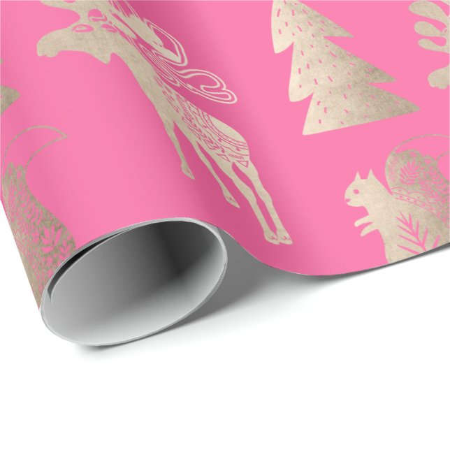 Papel De Presente Padrão elegante de ouro-rosa de-luz (Ponta do rolo)