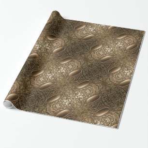 Papel De Presente Padrão Elegante de Prata Antiquada Metálica Decora