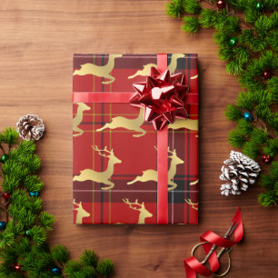 Papel De Presente Padrão Elegante de Xadrez de Buffalo de Natal e D